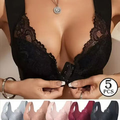 Ouma Cross-Border Xiyin Hot-Selling Large Size Push-Up Front Buckle Fixed Cup Lace Vest Style Bra Underwear