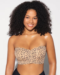Strapless Front Closure Leopard Print Bra
