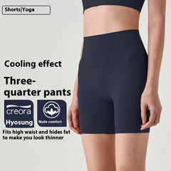 Summer Thin Fitness Shorts lulu Women's Yoga Pants Quick-Dry Tight High-Waist Hip-Lifting Outdoor Wear Three-Quarter Sports Shorts