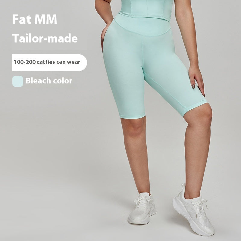 Cross-border European and American Plus Size Sports Shorts High Waist Strong Coverage7A Antibacterial Plus Size Cycling Pants mm Yoga5Pants