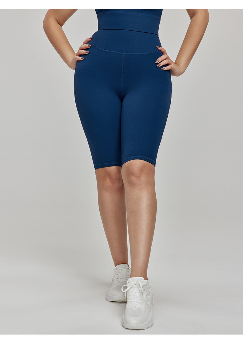 Cross-border European and American Plus Size Sports Shorts High Waist Strong Coverage7A Antibacterial Plus Size Cycling Pants mm Yoga5Pants