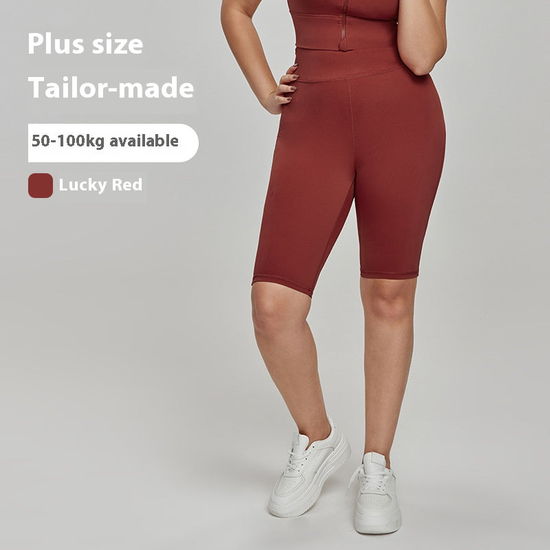 Cross-border European and American Plus Size Sports Shorts High Waist Strong Coverage7A Antibacterial Plus Size Cycling Pants mm Yoga5Pants