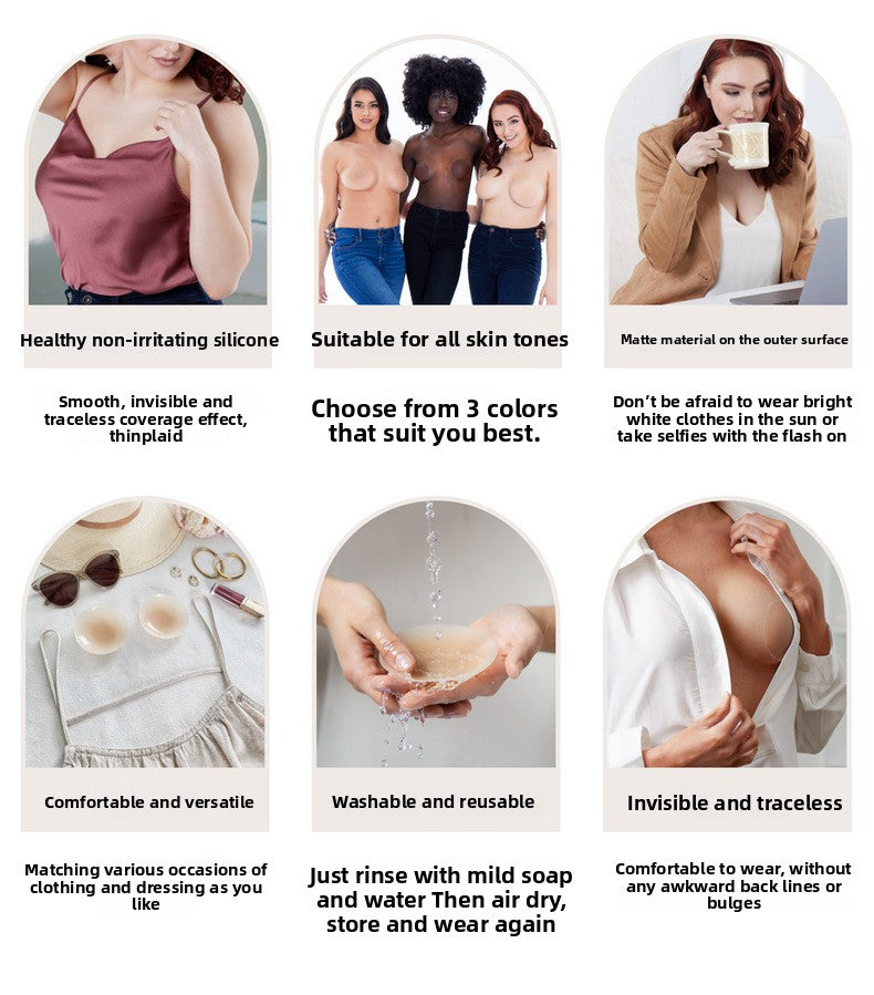 B-SIX NIPPIES Seamless Silicone Nipple Covers Wedding Dress Invisible Bra Nipple Covers Anti-Exposure Nipple Covers