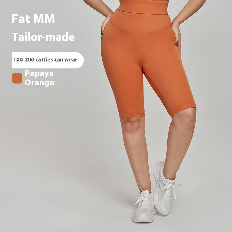 Cross-border European and American Plus Size Sports Shorts High Waist Strong Coverage7A Antibacterial Plus Size Cycling Pants mm Yoga5Pants