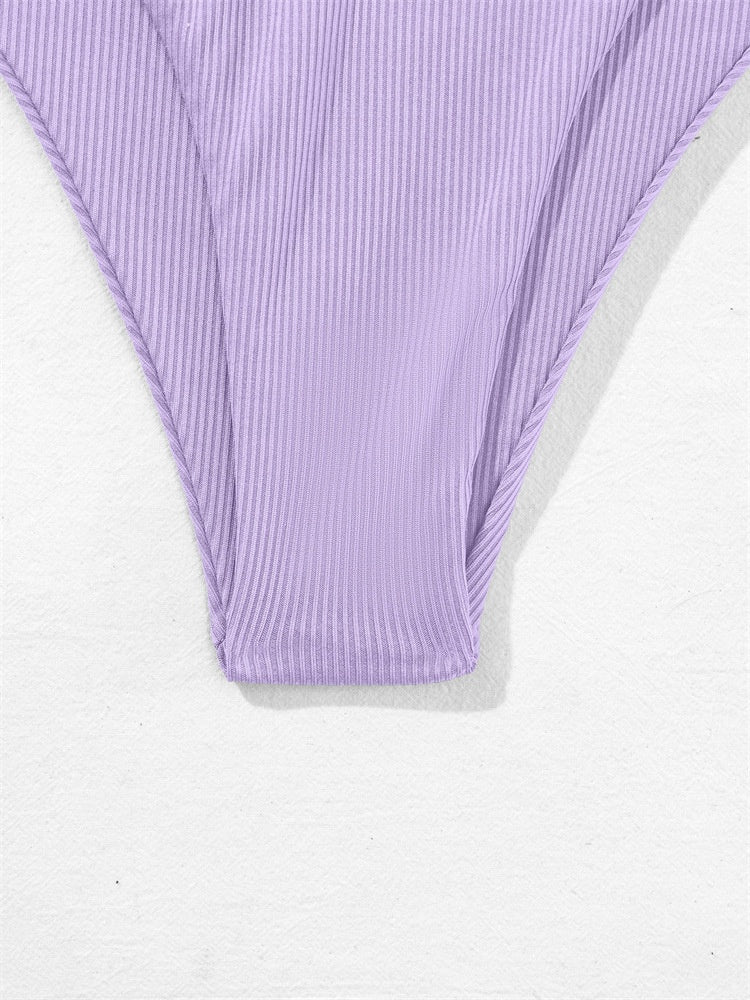 European and American Style Strapless Bikini Swimsuit for Women2024New Solid Color Sexy Huludao Swimsuit Two-Piece Swimsuit High-End Feel