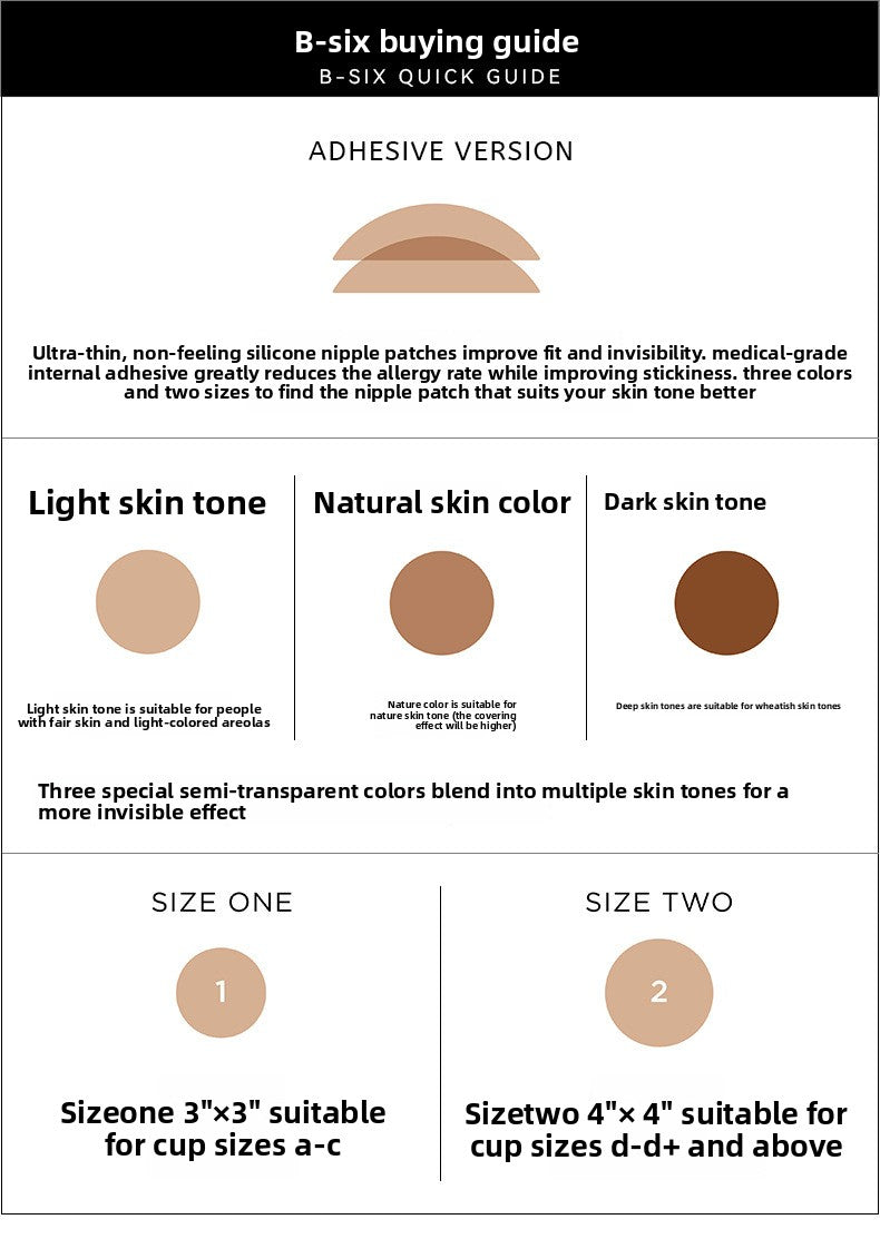 B-SIX NIPPIES Seamless Silicone Nipple Covers Wedding Dress Invisible Bra Nipple Covers Anti-Exposure Nipple Covers