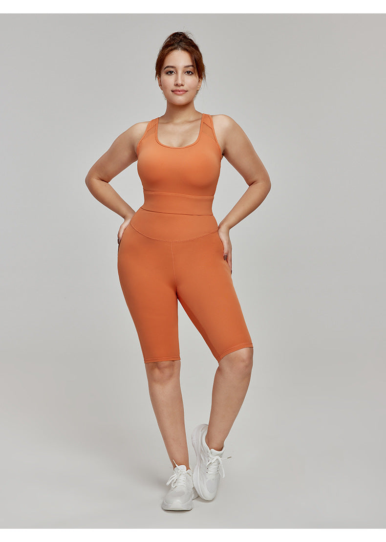 Cross-border European and American Plus Size Sports Shorts High Waist Strong Coverage7A Antibacterial Plus Size Cycling Pants mm Yoga5Pants