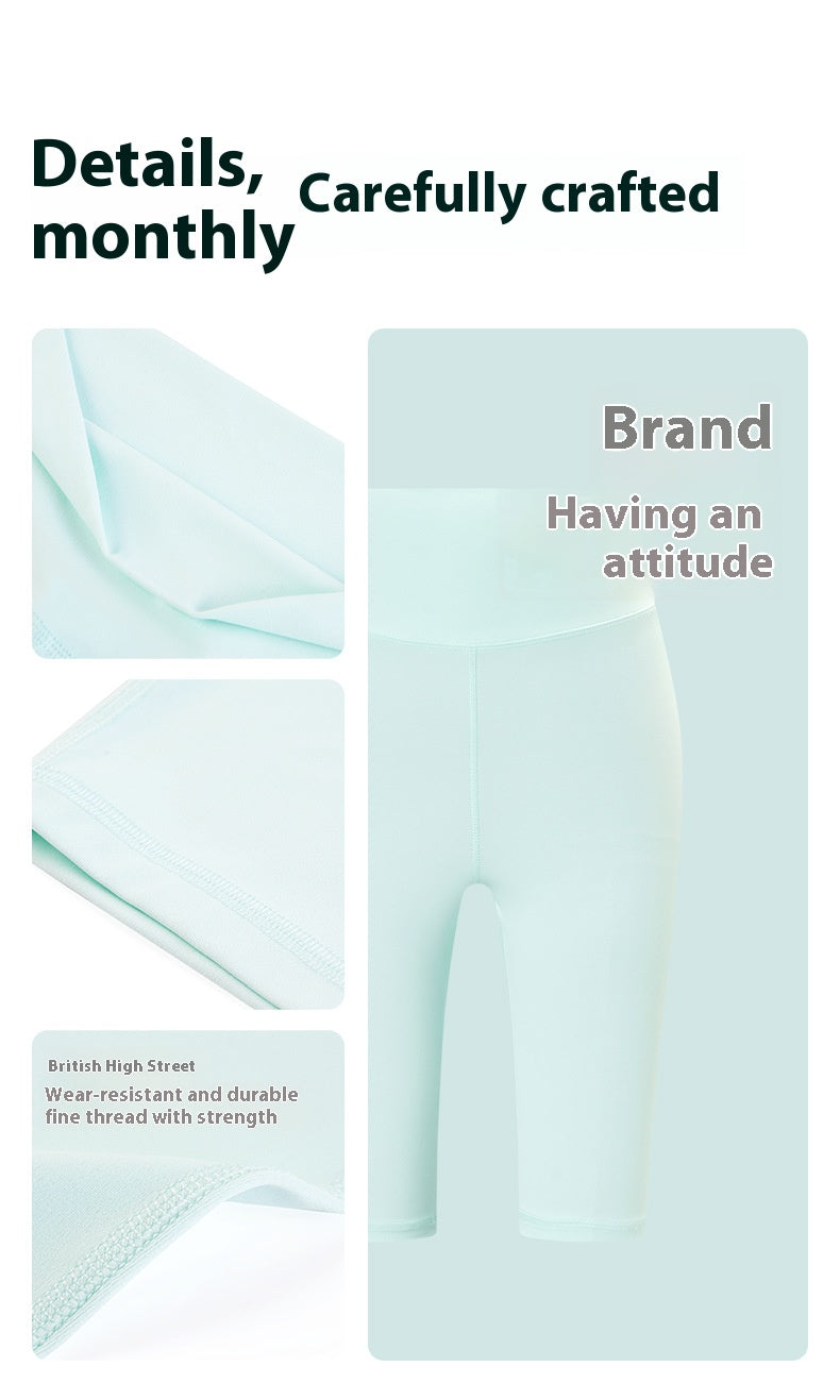 Cross-border European and American Plus Size Sports Shorts High Waist Strong Coverage7A Antibacterial Plus Size Cycling Pants mm Yoga5Pants