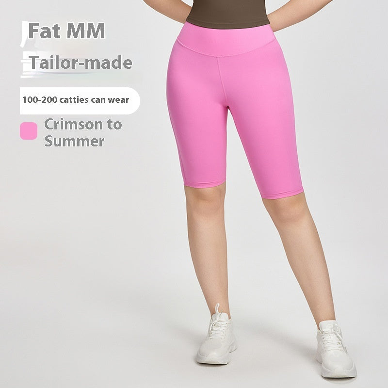 Cross-border European and American Plus Size Sports Shorts High Waist Strong Coverage7A Antibacterial Plus Size Cycling Pants mm Yoga5Pants