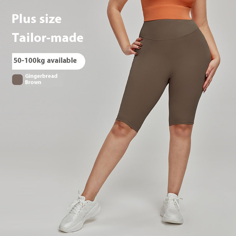 Cross-border European and American Plus Size Sports Shorts High Waist Strong Coverage7A Antibacterial Plus Size Cycling Pants mm Yoga5Pants