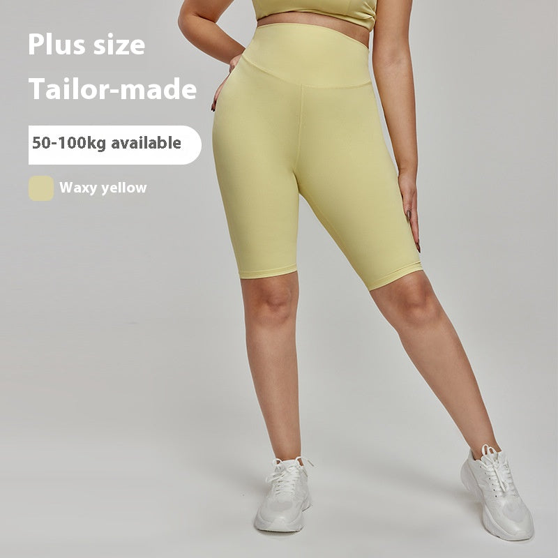 Cross-border European and American Plus Size Sports Shorts High Waist Strong Coverage7A Antibacterial Plus Size Cycling Pants mm Yoga5Pants