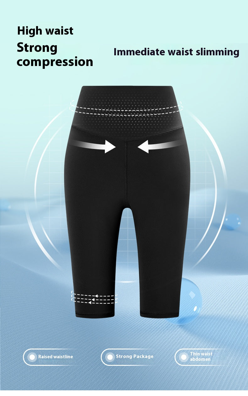 Cross-border European and American Plus Size Sports Shorts High Waist Strong Coverage7A Antibacterial Plus Size Cycling Pants mm Yoga5Pants