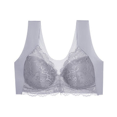 Ouma Cross-Border Xiyin Hot-Selling Large Size Push-Up Front Buckle Fixed Cup Lace Vest Style Bra Underwear