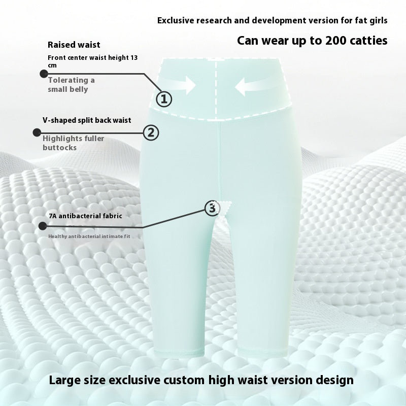 Cross-border European and American Plus Size Sports Shorts High Waist Strong Coverage7A Antibacterial Plus Size Cycling Pants mm Yoga5Pants