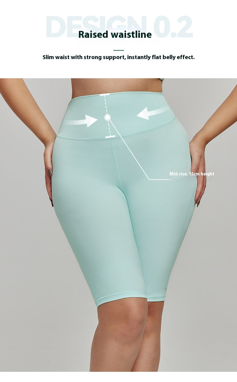Cross-border European and American Plus Size Sports Shorts High Waist Strong Coverage7A Antibacterial Plus Size Cycling Pants mm Yoga5Pants