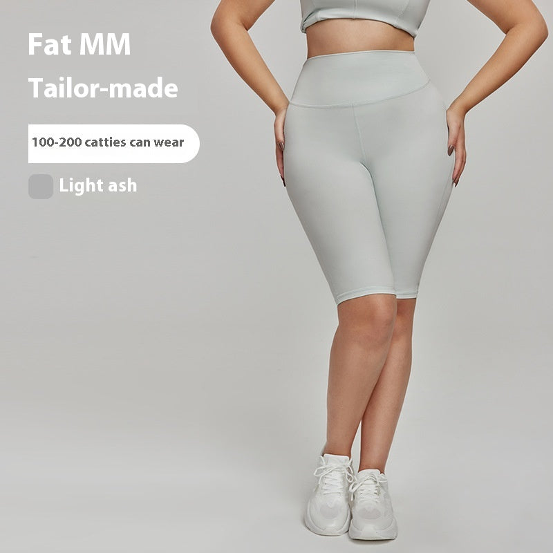 Cross-border European and American Plus Size Sports Shorts High Waist Strong Coverage7A Antibacterial Plus Size Cycling Pants mm Yoga5Pants