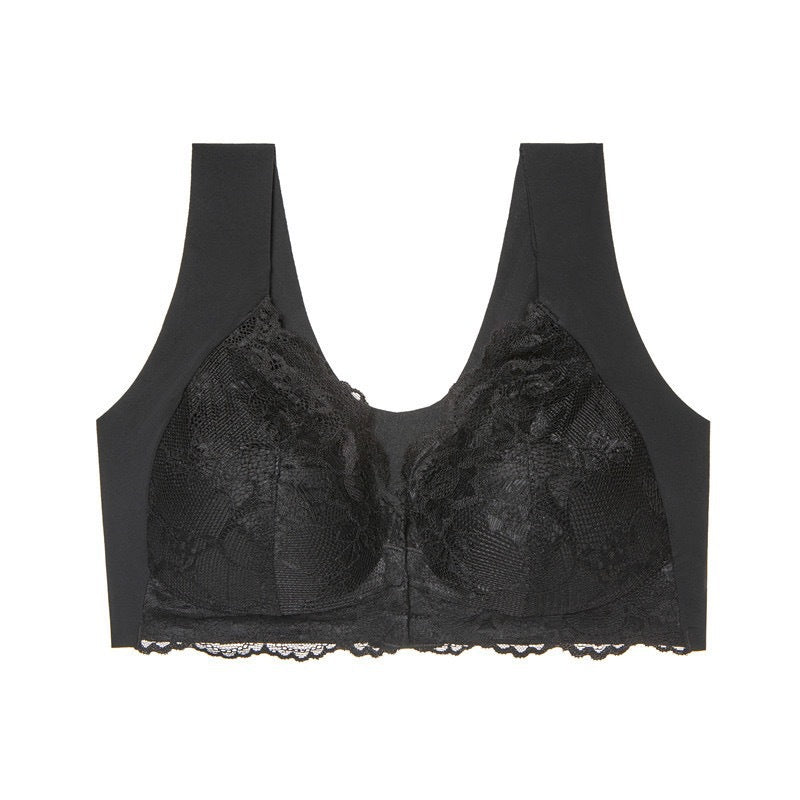 Ouma Cross-Border Xiyin Hot-Selling Large Size Push-Up Front Buckle Fixed Cup Lace Vest Style Bra Underwear