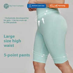 Cross-border European and American Plus Size Sports Shorts High Waist Strong Coverage7A Antibacterial Plus Size Cycling Pants mm Yoga5Pants