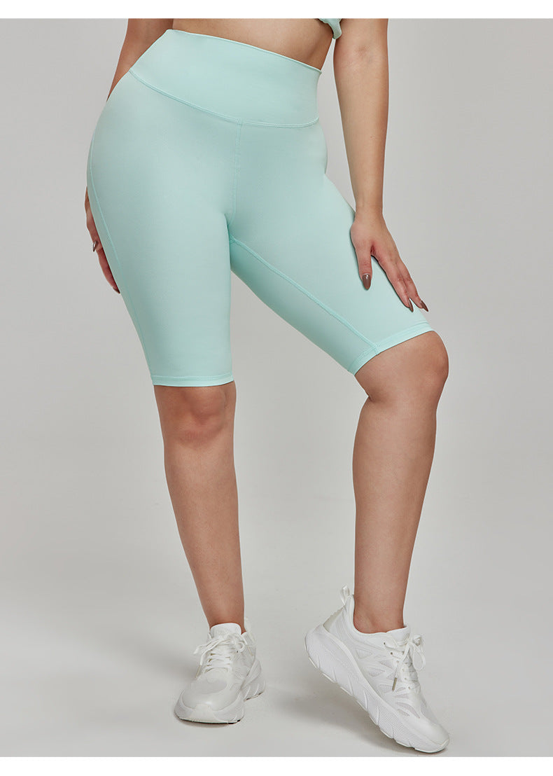 Cross-border European and American Plus Size Sports Shorts High Waist Strong Coverage7A Antibacterial Plus Size Cycling Pants mm Yoga5Pants