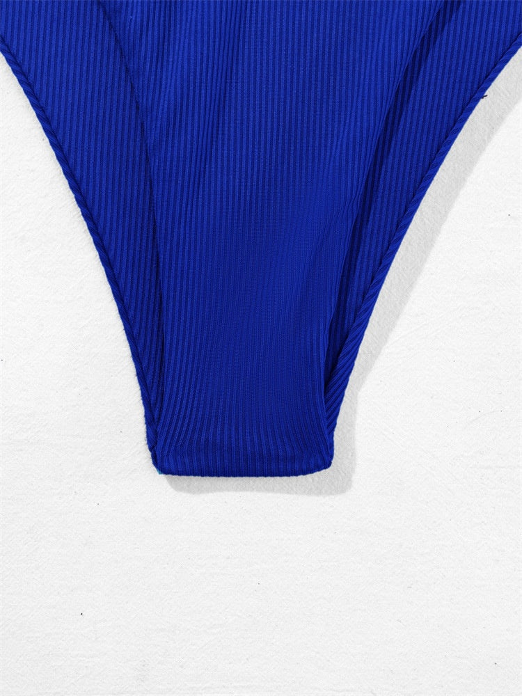 European and American Style Strapless Bikini Swimsuit for Women2024New Solid Color Sexy Huludao Swimsuit Two-Piece Swimsuit High-End Feel