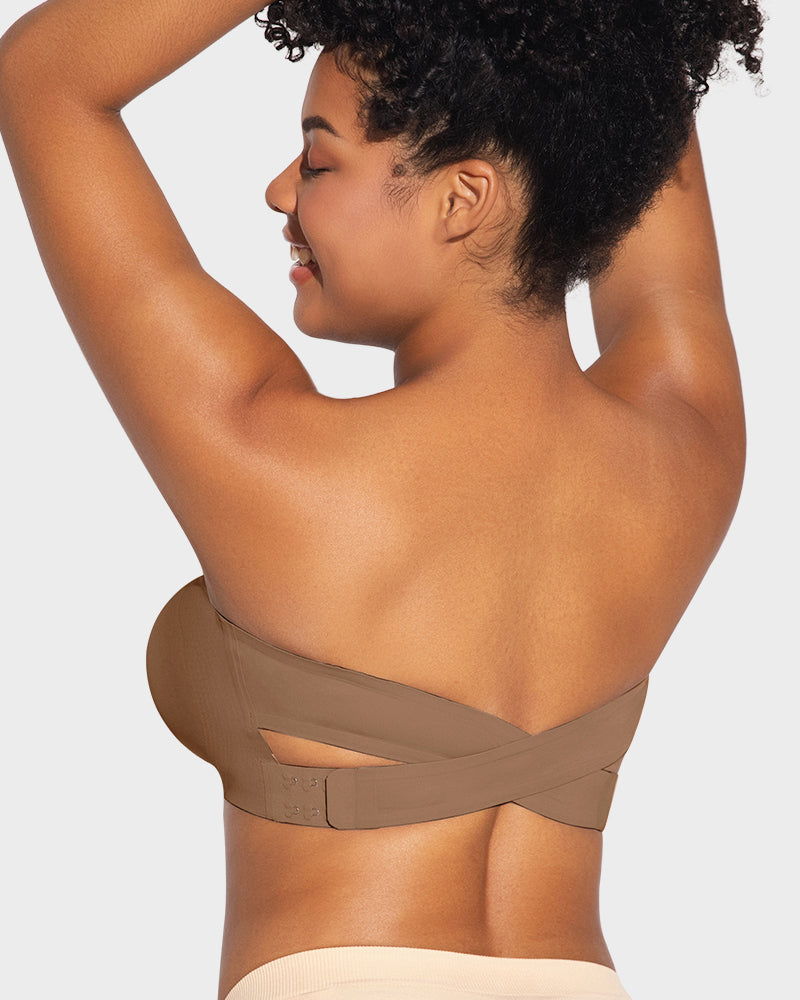 Non-Slip Crossover Side Hook Bandeau Bra