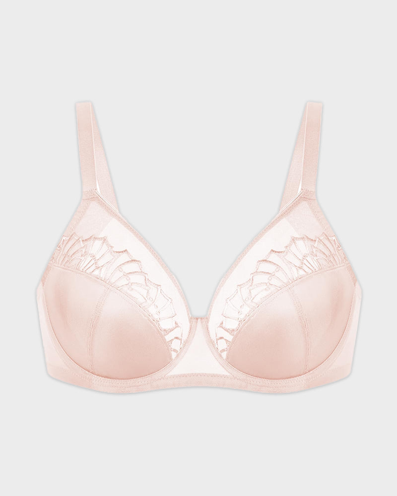 Plus-Size Pearl Shimmer Lace Minimizer Bra