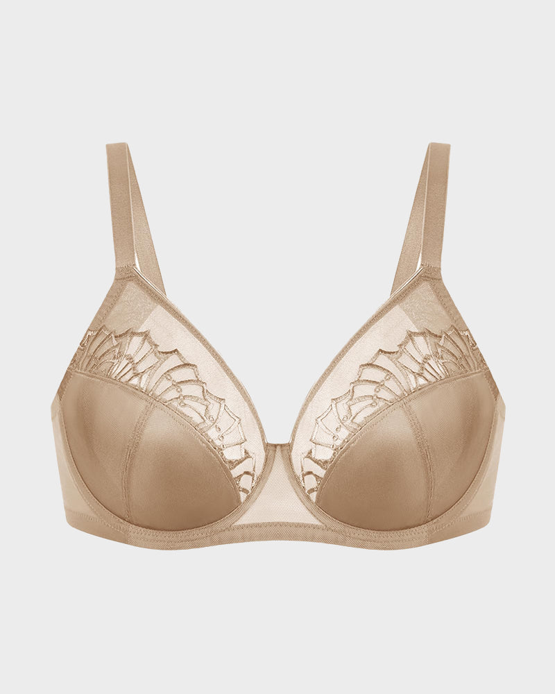 Plus-Size Pearl Shimmer Lace Minimizer Bra