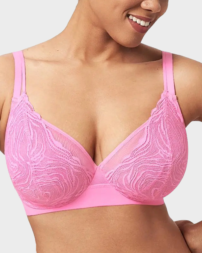 Plus Size Lace Mesh Full-Coverage Underwire Bra