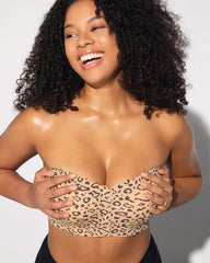 Strapless Front Closure Leopard Print Bra