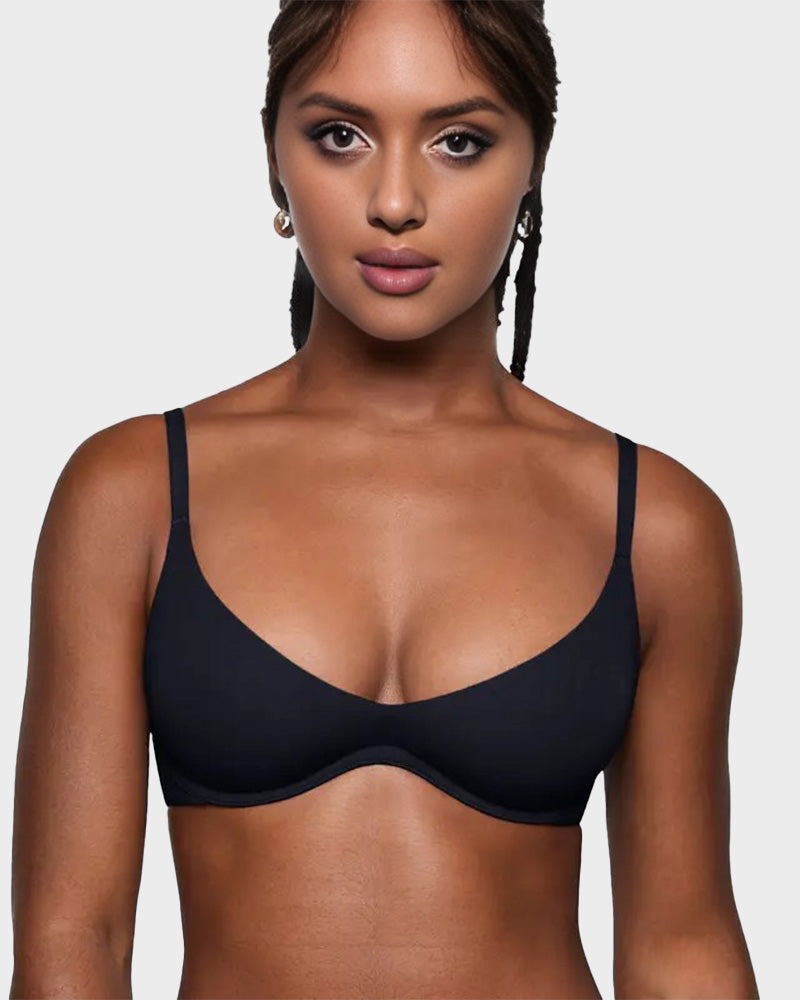 Unlined Plunge Balconette Bra with Underwire