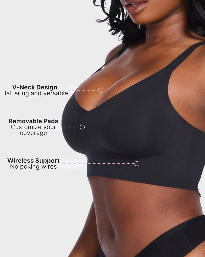 Wireless V-Neck Back & Side Smoothing Bra