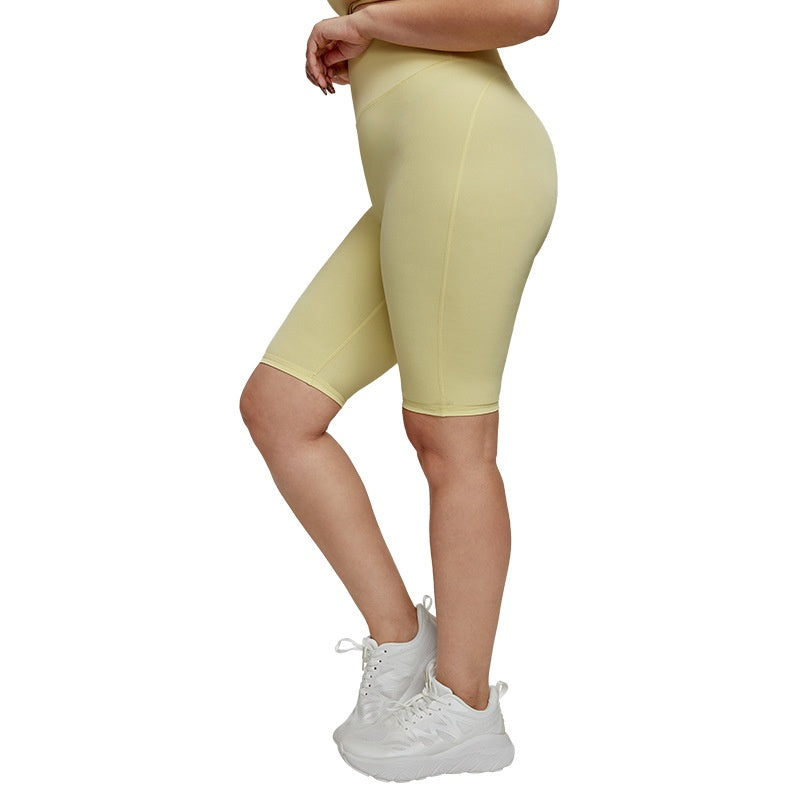 Cross-border European and American Plus Size Sports Shorts High Waist Strong Coverage7A Antibacterial Plus Size Cycling Pants mm Yoga5Pants
