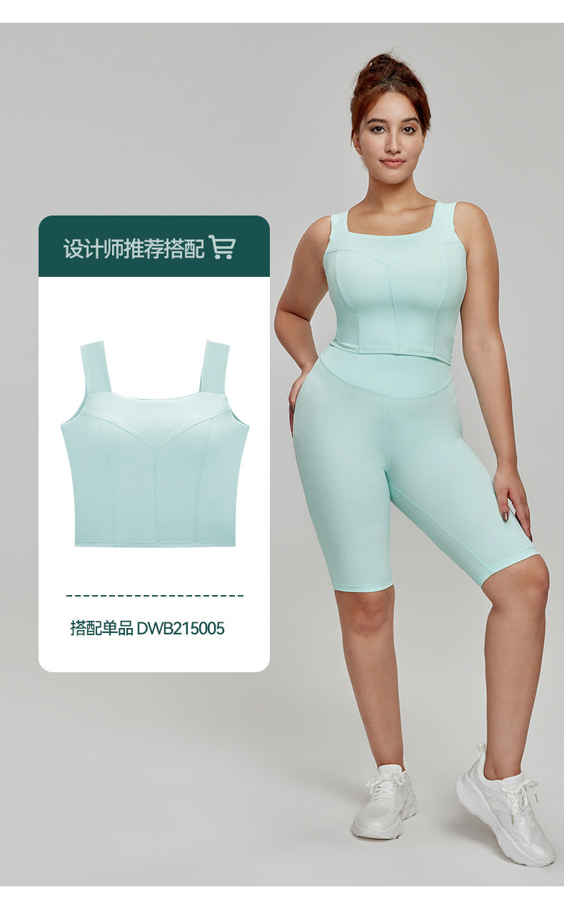 Cross-border European and American Plus Size Sports Shorts High Waist Strong Coverage7A Antibacterial Plus Size Cycling Pants mm Yoga5Pants