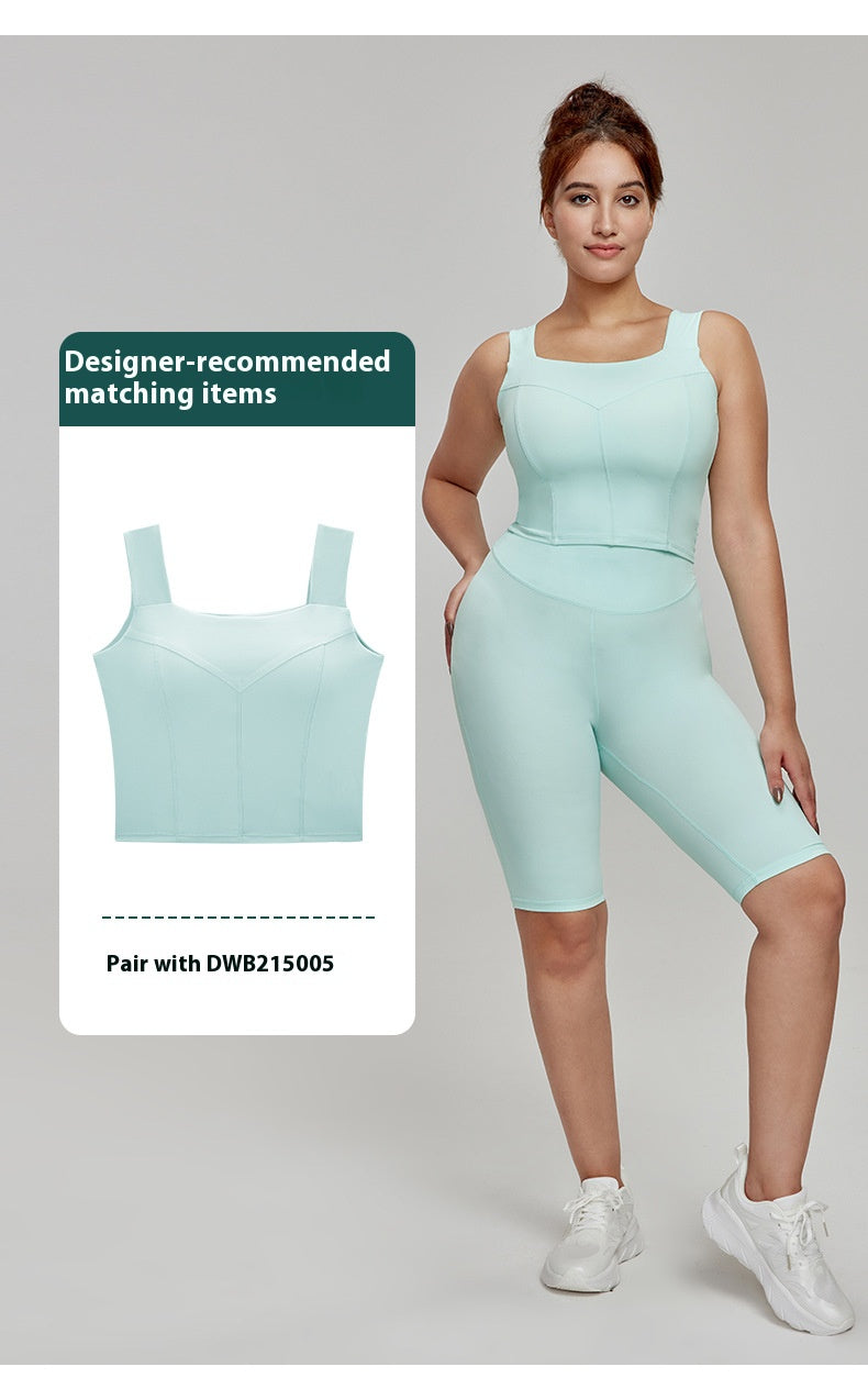 Cross-border European and American Plus Size Sports Shorts High Waist Strong Coverage7A Antibacterial Plus Size Cycling Pants mm Yoga5Pants