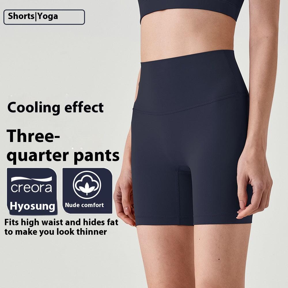 Summer Thin Fitness Shorts lulu Women's Yoga Pants Quick-Dry Tight High-Waist Hip-Lifting Outdoor Wear Three-Quarter Sports Shorts