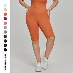 Cross-border European and American Plus Size Sports Shorts High Waist Strong Coverage7A Antibacterial Plus Size Cycling Pants mm Yoga5Pants