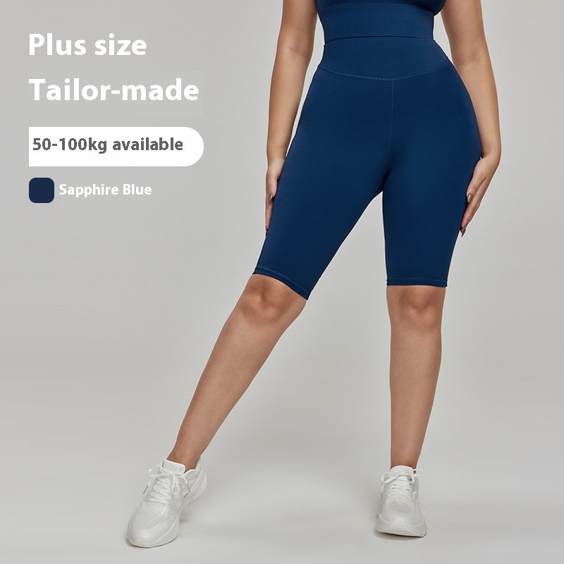Cross-border European and American Plus Size Sports Shorts High Waist Strong Coverage7A Antibacterial Plus Size Cycling Pants mm Yoga5Pants
