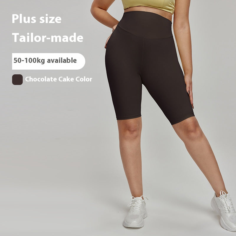 Cross-border European and American Plus Size Sports Shorts High Waist Strong Coverage7A Antibacterial Plus Size Cycling Pants mm Yoga5Pants