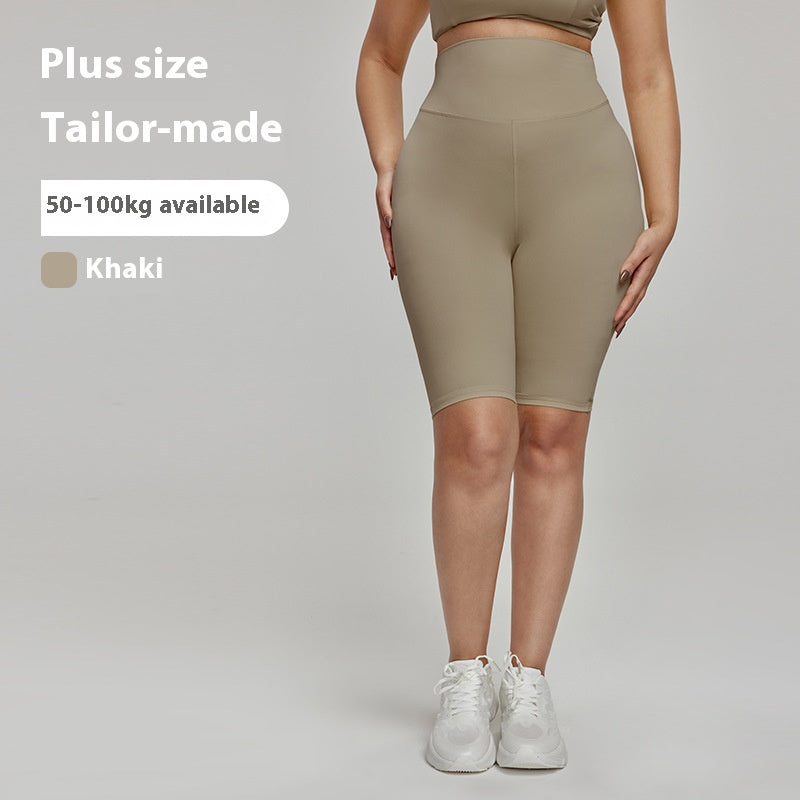 Cross-border European and American Plus Size Sports Shorts High Waist Strong Coverage7A Antibacterial Plus Size Cycling Pants mm Yoga5Pants