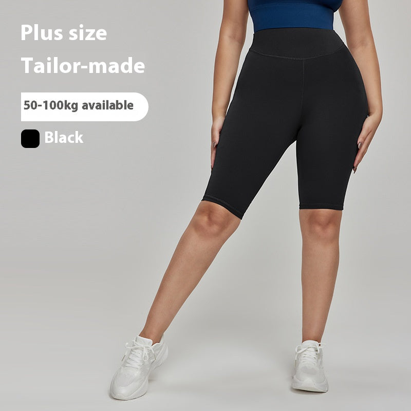 Cross-border European and American Plus Size Sports Shorts High Waist Strong Coverage7A Antibacterial Plus Size Cycling Pants mm Yoga5Pants
