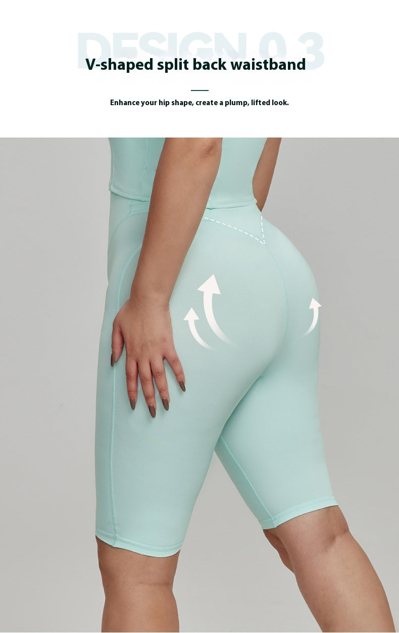 Cross-border European and American Plus Size Sports Shorts High Waist Strong Coverage7A Antibacterial Plus Size Cycling Pants mm Yoga5Pants