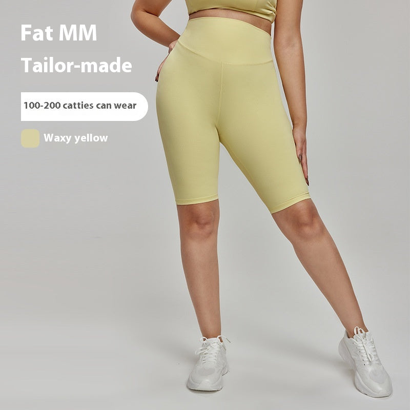 Cross-border European and American Plus Size Sports Shorts High Waist Strong Coverage7A Antibacterial Plus Size Cycling Pants mm Yoga5Pants